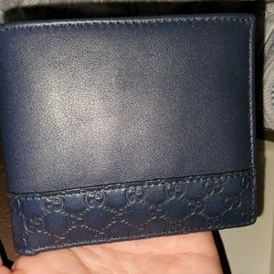 Gucci mens GG Bifold wallet Blue Leather